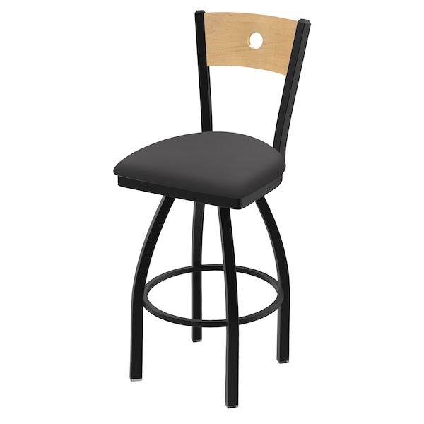 25" Swivel Counter Stool, Black Wrinkle, Nat Back, Canter Storm Seat
